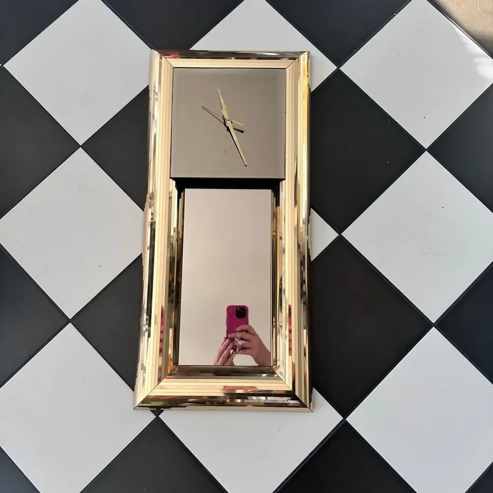 Gold Disco Hollywood Regency ACCESSORY ART STUDIOS Wall Mirrored Clock Deco 80s - Picture 2 of 8